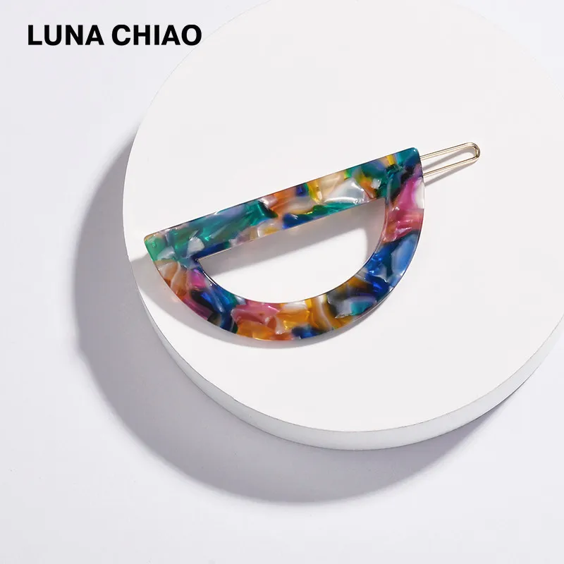 Blue Популярные аксессуары для волос LUNA CHIAO, полукруглые акриловые заколки для волос в виде черепахи для девушек и женщин - Окраска металла: Blue