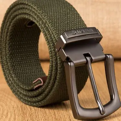 ArmyGreen Мужской тканевый ремень Мужской ремень для тренировки талии трикотажный холщовый ремень мужской холщовый ремень повседневный ремень для джинсов удлиненная пряжка - Цвет: ArmyGreen