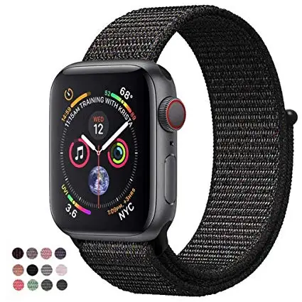Наручных часов Apple Watch, версии спортивные нейлоновая петля ремешок для Apple Watch Watch4/3/2/1 ремень Легкий дышащий материал ремешок для iwatch Series44/42/40/38 мм - Цвет ремешка: black gold
