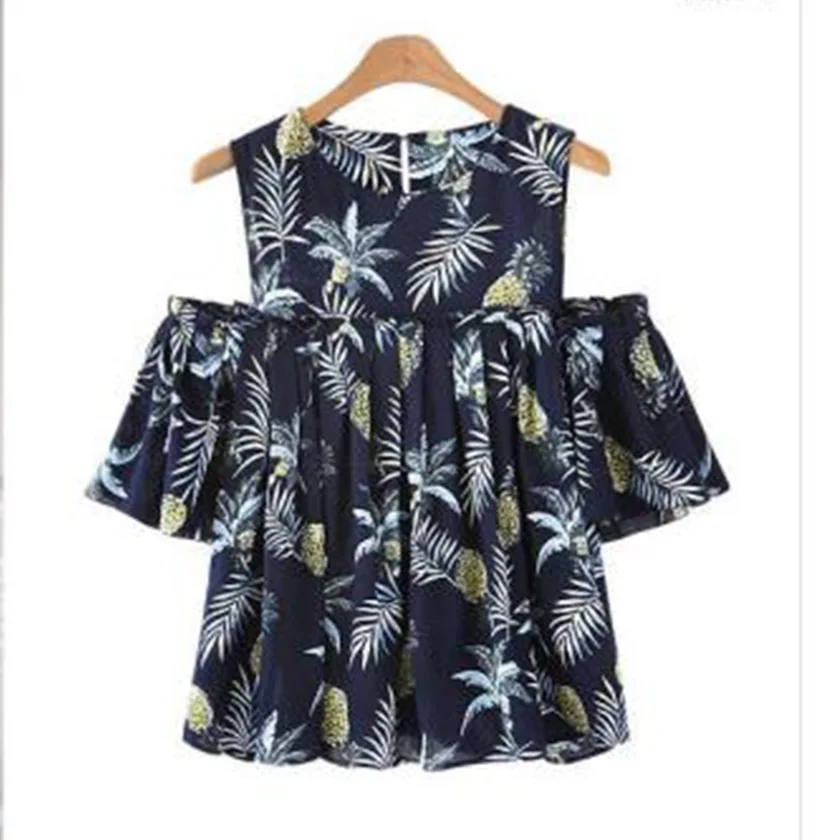 Женская футболка с принтом в виде ананаса Свободный Повседневный Топ рюшами и