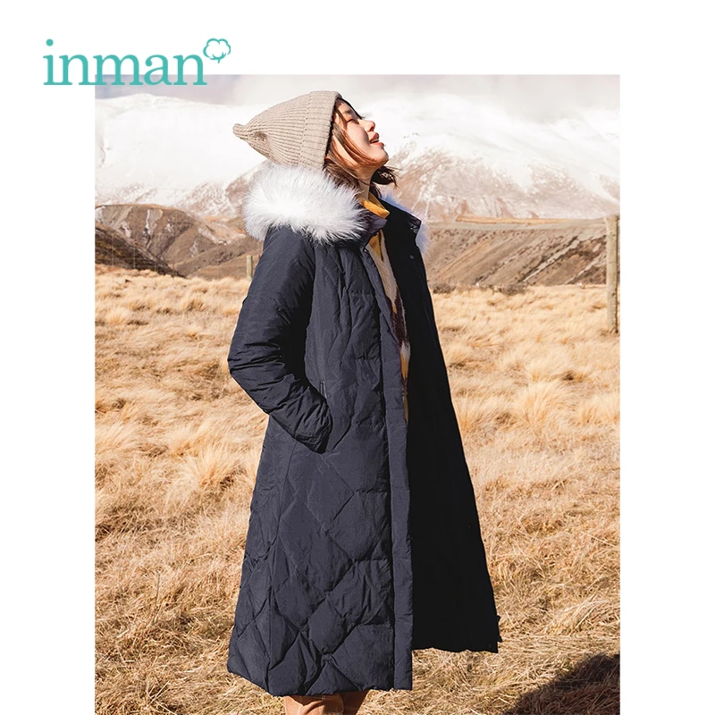 INMAN зимний стиль меховой воротник подходит ко всему для фитнеса длинный толстый