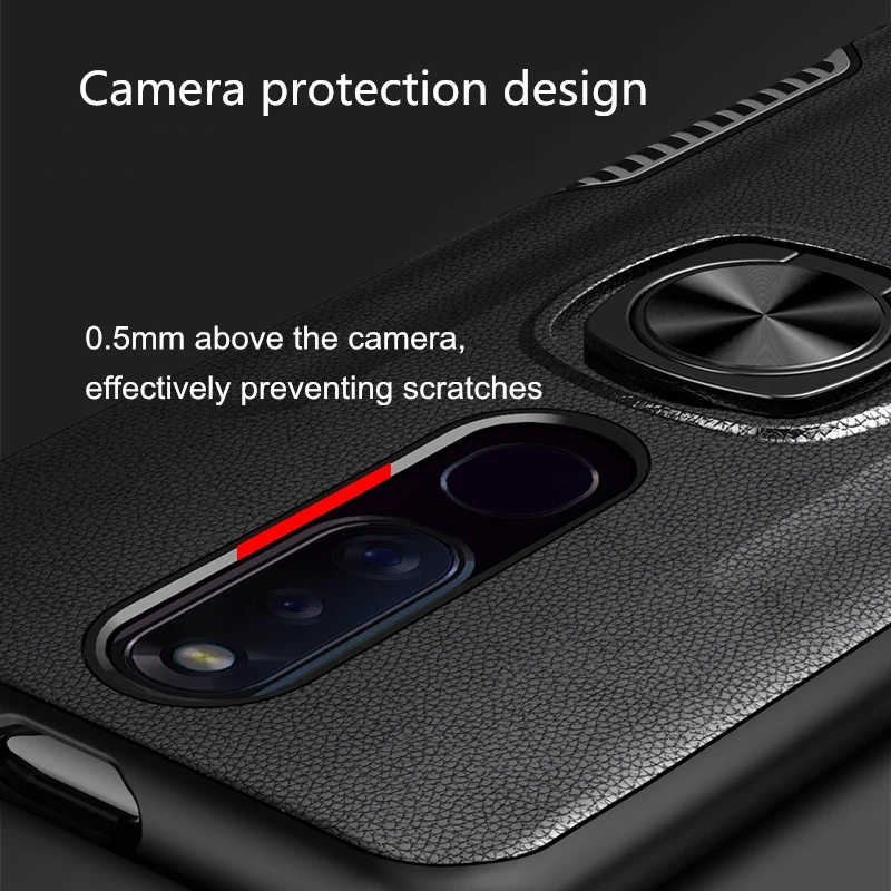 Для OPPO F11 Pro Чехол с текстурой кожи металлическое кольцо силиконовый