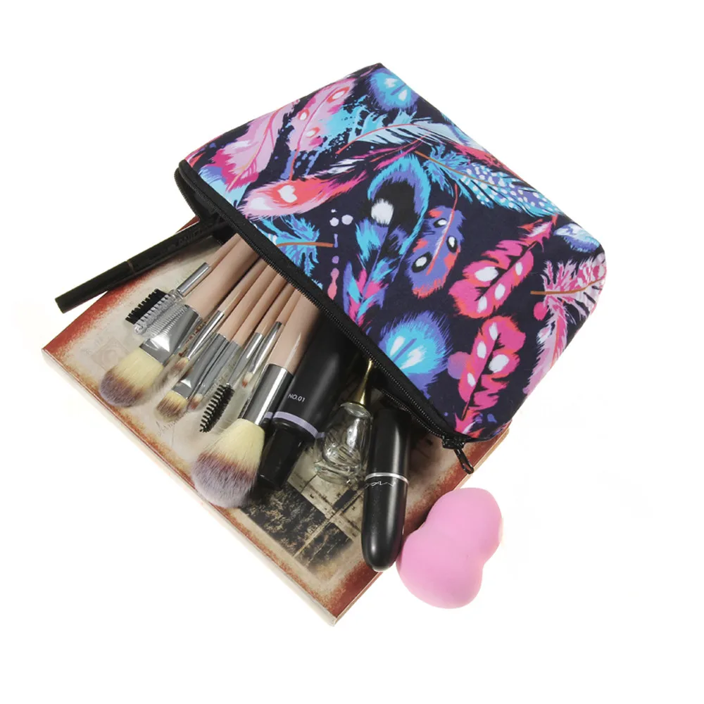 Новая косметичка для макияжа на молнии чехол с перьями дизайн 0913|Наборы