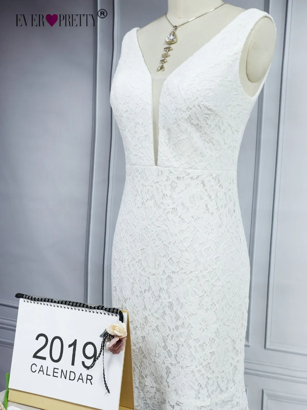 Кружевное свадебное платье-Русалка размера плюс Ever Pretty Простое Элегантное