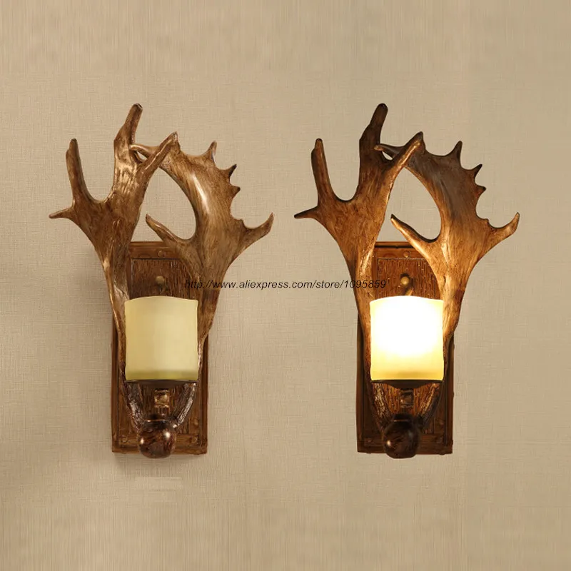 Винтаж рога бра Спальня коридор Ретро Стекло настенные светильники lmpara де