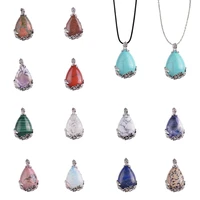 wholesale blue lapis lazuli teardrop water drop necklaces pendants reiki natural gem stone bead healthy healing chakra jewellery