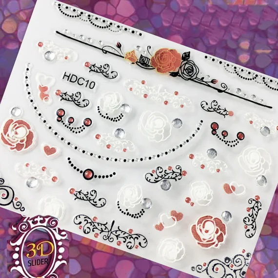 

24pcs Crystal 3D nail decal Floral /Stone water transfer Foil nail sticker metallic Lace wraps Strass nail slide nail tattoo