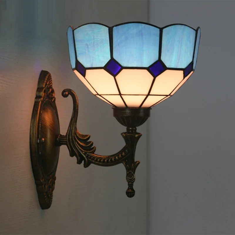 

LukLoy Balcony Aisle Retro Wall Lamp Western Restaurant Bar Cafe Tiffany Vintage Sconce Wall Light Home Stairs Corridor Light