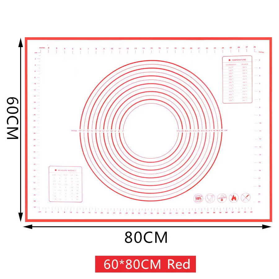 Non_Stick Silicone Baking Mat reusable Baking Mat with Scale Rolling Pin 80x60/70x50/60x60/60x50/60x40/50x40/40x30/29x26CM
Non_Stick Silicone Baking Mat reusable Baking Mat with Scale Rolling Pin 80x60/70x50/60x60/60x50/60x40/50x40/40x30/29x26CM
