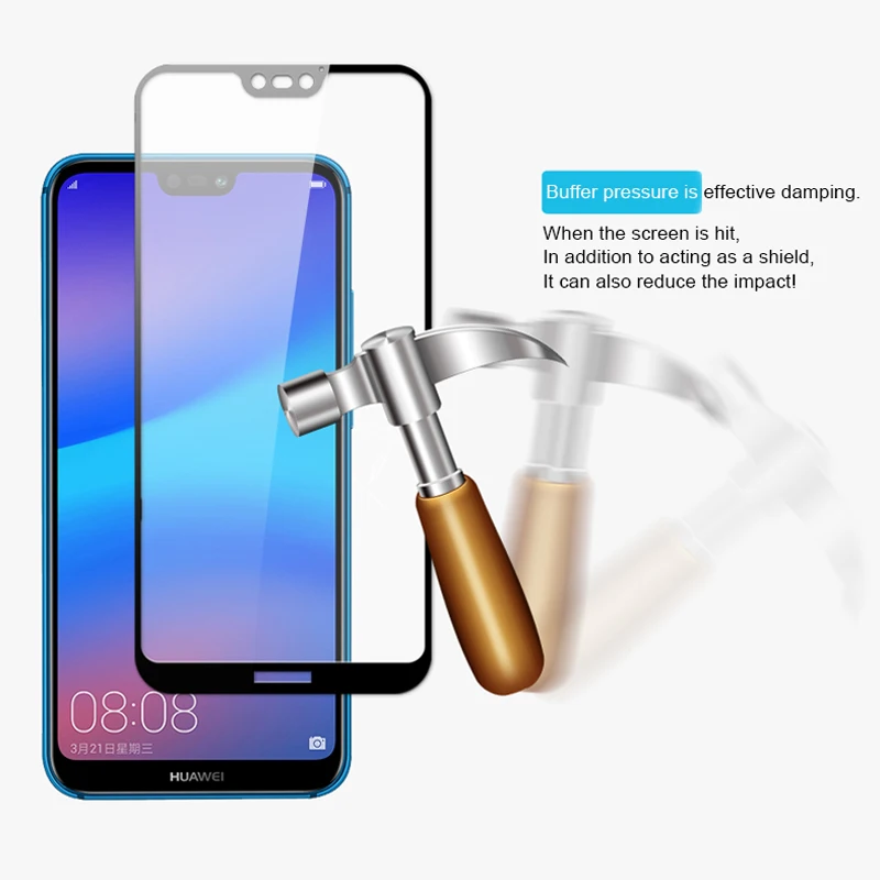 Закаленное стекло HUKU 9H с полным покрытием для Huawei P20 Pro Lite Защита экрана