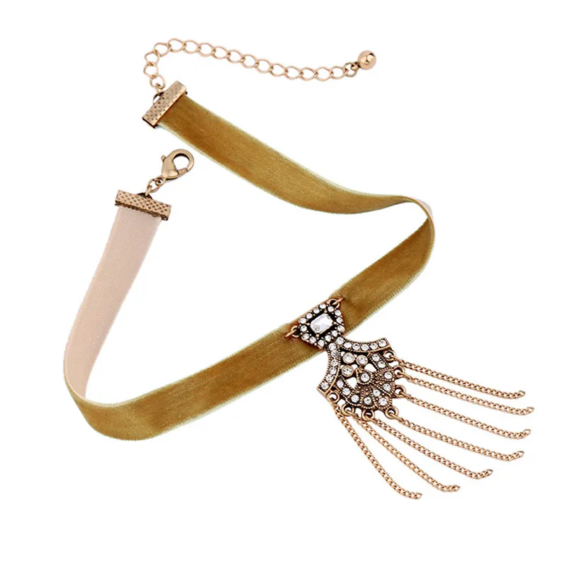 2017 Новый Горячий Мода Sexy Шелковый Цепи Кисточкой Choker Ожерелье Женщины Богемский