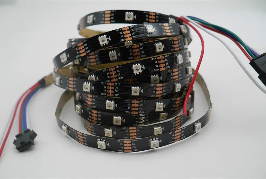 

1m/3m/5m DC12V WS2815 led pixel strip light,Addressable Dual-signal Smart 30/60/144 pixels/leds/m Black/White PCB IP30/IP65/IP67