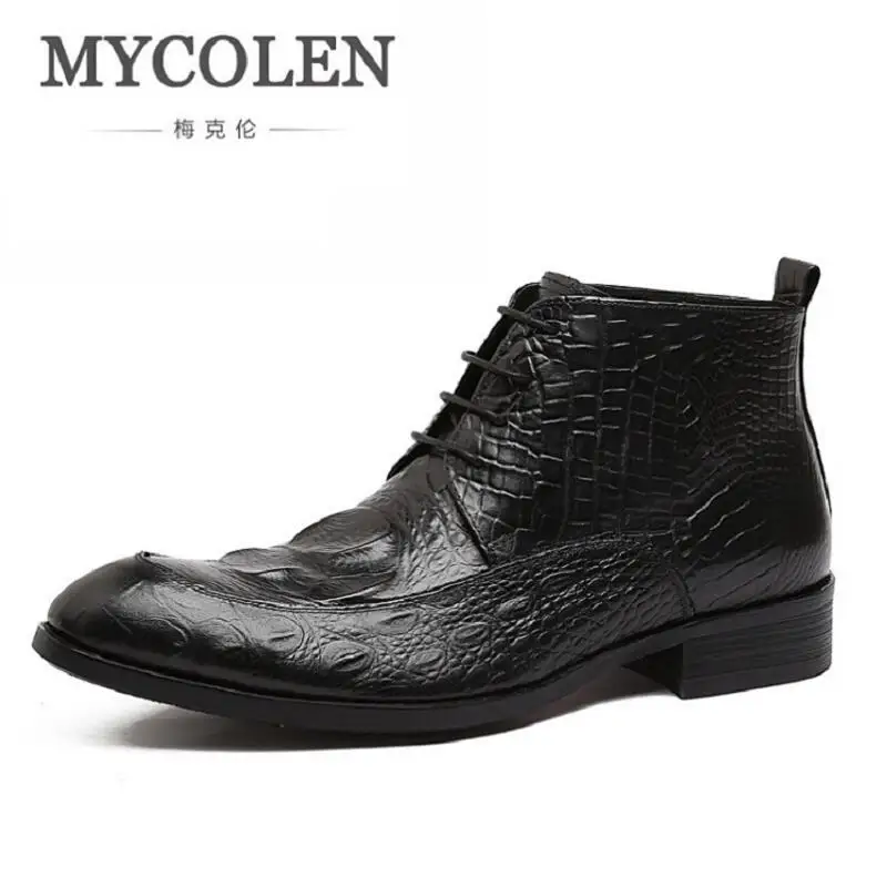 MYCOLEN/мужские ботинки с узором крокодиловая кожа зимняя обувь новые удобные