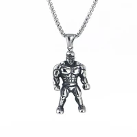 muscle men stainless steel pendant chain silver color cool gifts new gym fitness jewelry necklaces