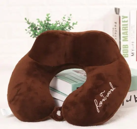 dark brown U-образная Подушка с эффектом памяти, защитный фиксированный шейный позвоночник, подушка для путешествий, подушка для сна, Подушка для сна - Цвет: dark brown