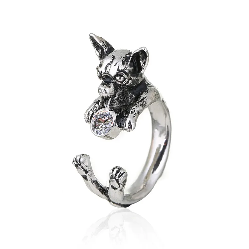 

Chihuahua Dog Ring Inlaid Free Size Cute Animal hippie Chihuahua Dog Rings Fashion Jewelry For Women