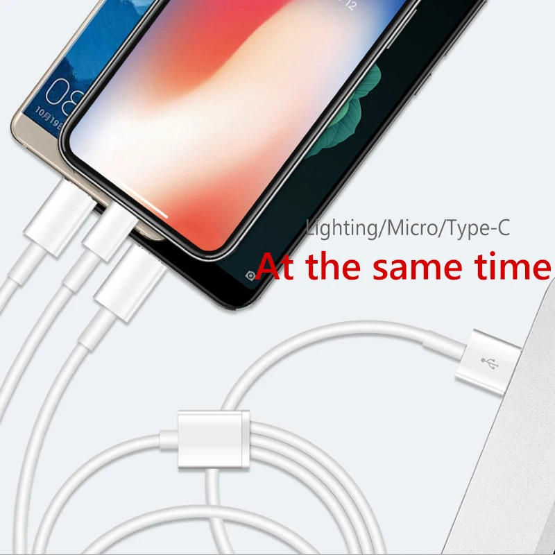 Кабель для зарядки NOHON 3 в 1 USB iphone 6s 7 8 X XS Type C Micro Android Samsung S8 S9 Huawei зарядный