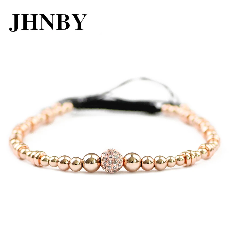 JHNBY мяч монет 3/5 мм Медь бисер белый Циркон Шарм Для мужчин браслет Lucky плетеной