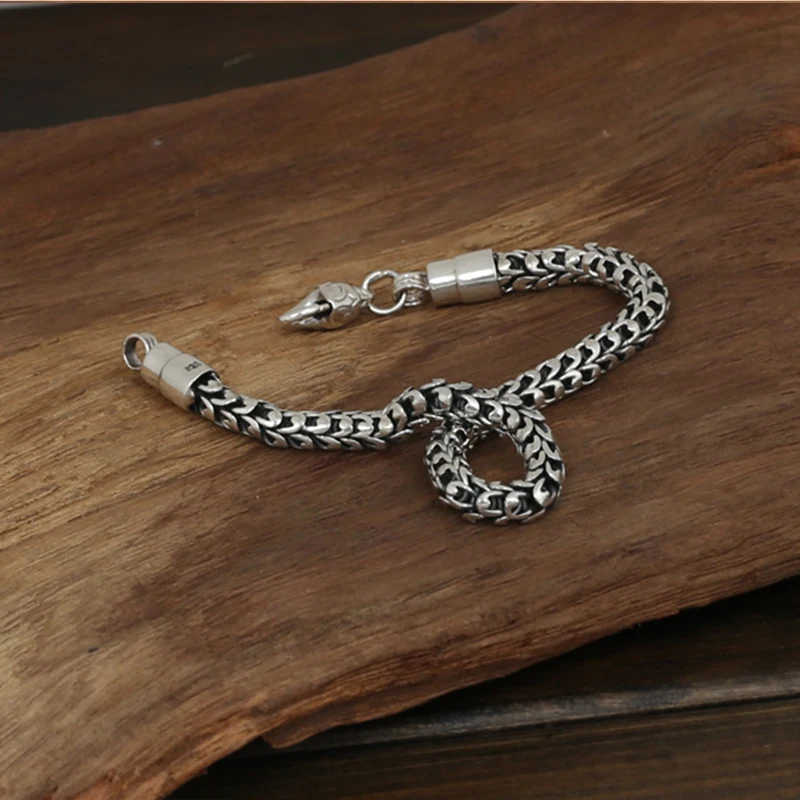 S925 sterling silver men's bracelet personality fashion jewelry handmade retro double leading shape 2018 new gift to send lover |