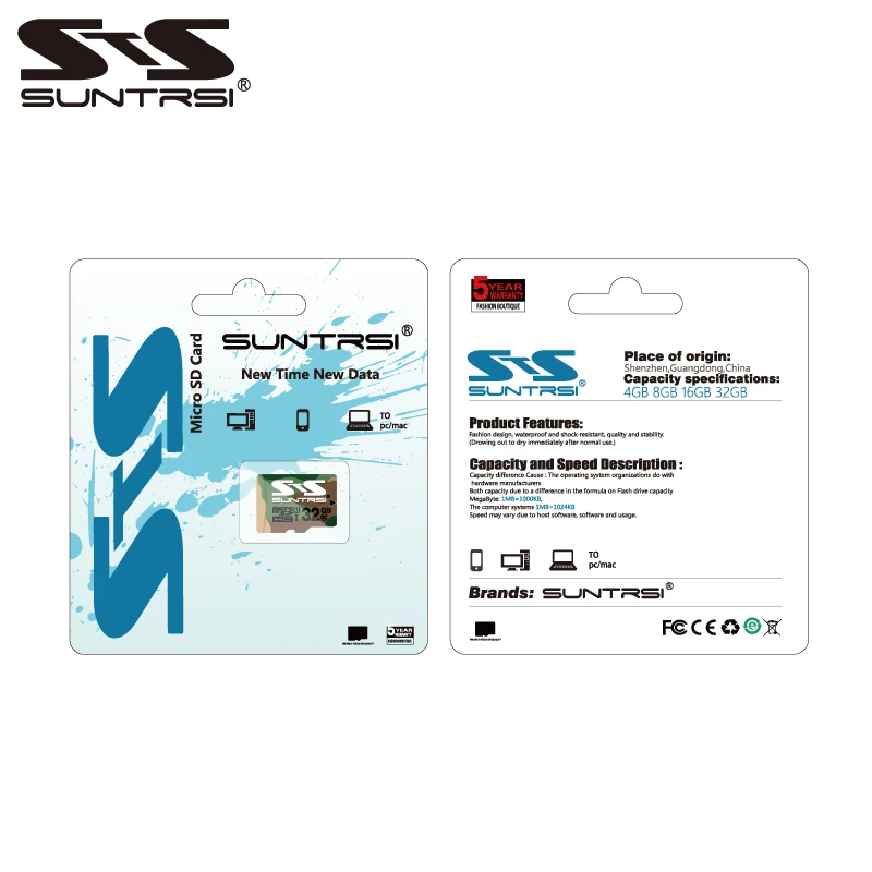 Suntrsi Micro TF карта 16 ГБ 32 64 Гб класс 10 Microsd SD высокая скорость 128 памяти для смартфона |