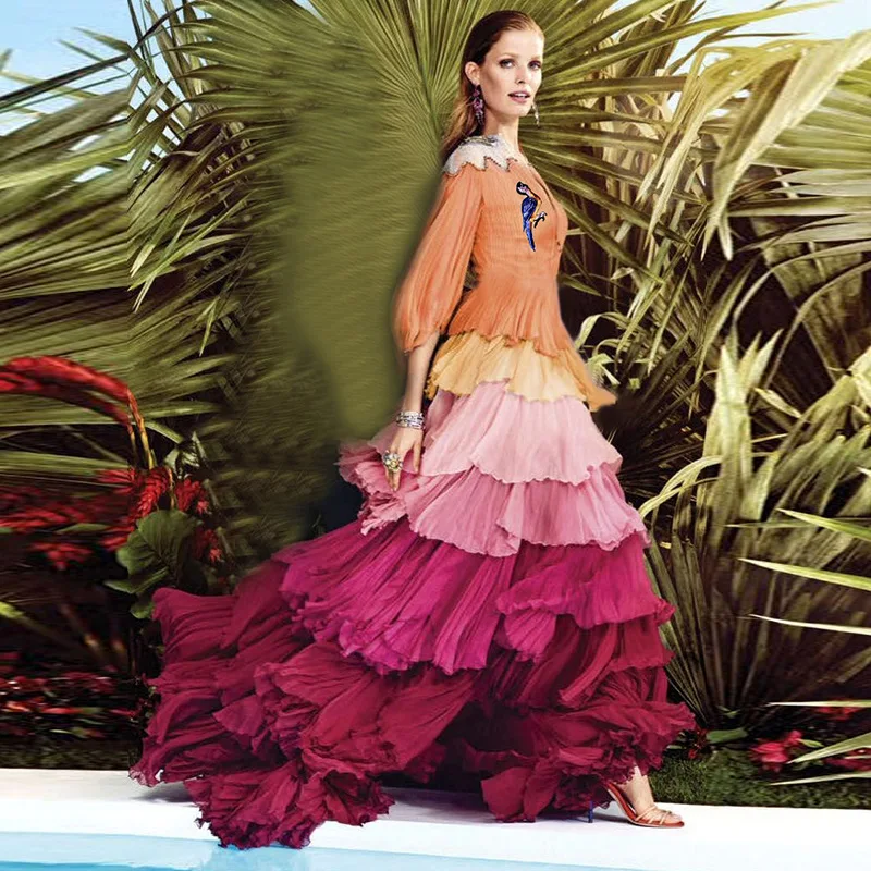 LD413 Новая мода Женская одежда подиумная вышивка изысканный цвет идеальное