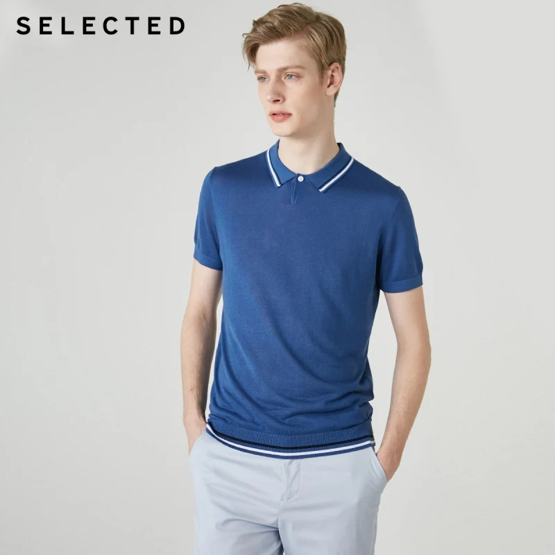 Мужская Летняя шелковая рубашка с отложным воротником коротким рукавом 419206509 |