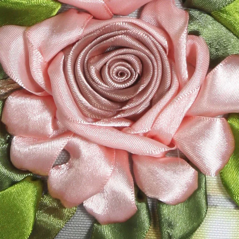 Розовые розы цветы DIY 3d Набор для вышивки крестиком атласный холст рукоделие шелковая лента вышивка картина сшивание ремесло подарок для дома de