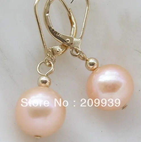 Hj 00152 11 мм розовый круглый болтаться серьги 14 К / 20 | Украшения и аксессуары
