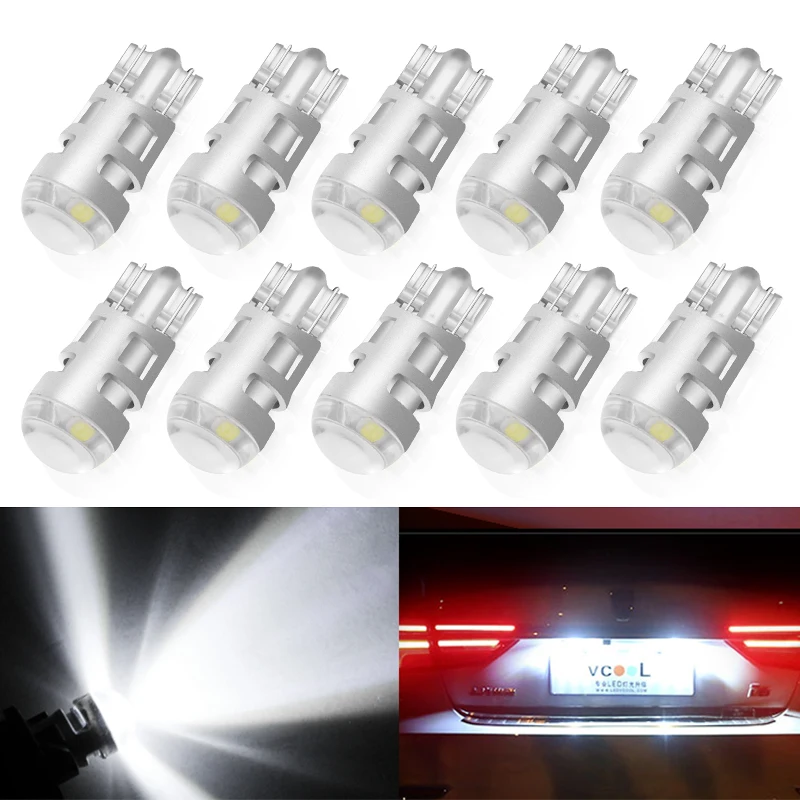 10 шт. светодиодный автомобильный фонарь T10 194 168 2825 W5W для чипа Cree подсветки