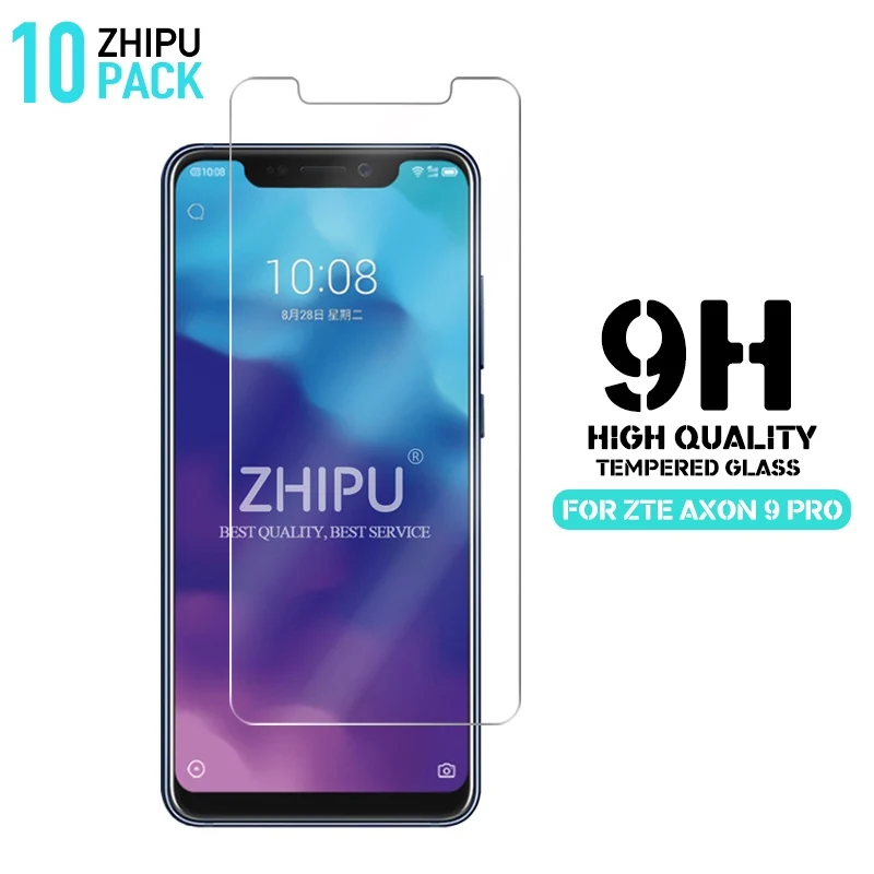 10 шт. закаленное стекло для zte Axon 9 Pro Защита экрана 2.5D 9H профессиональная защитная