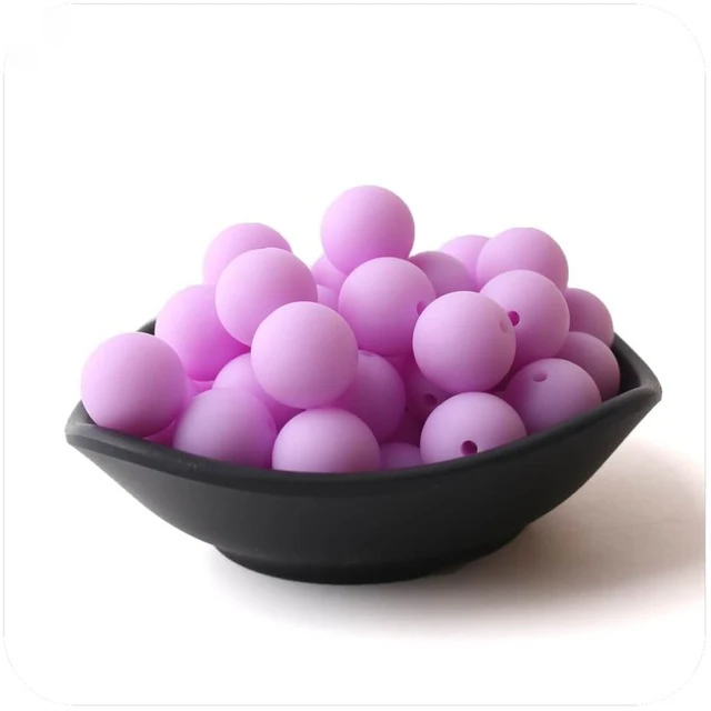 purple 10 шт. 15 мм Силиконовые Круглые Бусины DIY Ювелирные изделия прорезывание зубов шеи Детские Прорезыватели Для детская пустышка цепи пищевого качества силиконовые бусины продукты - Цвет: purple