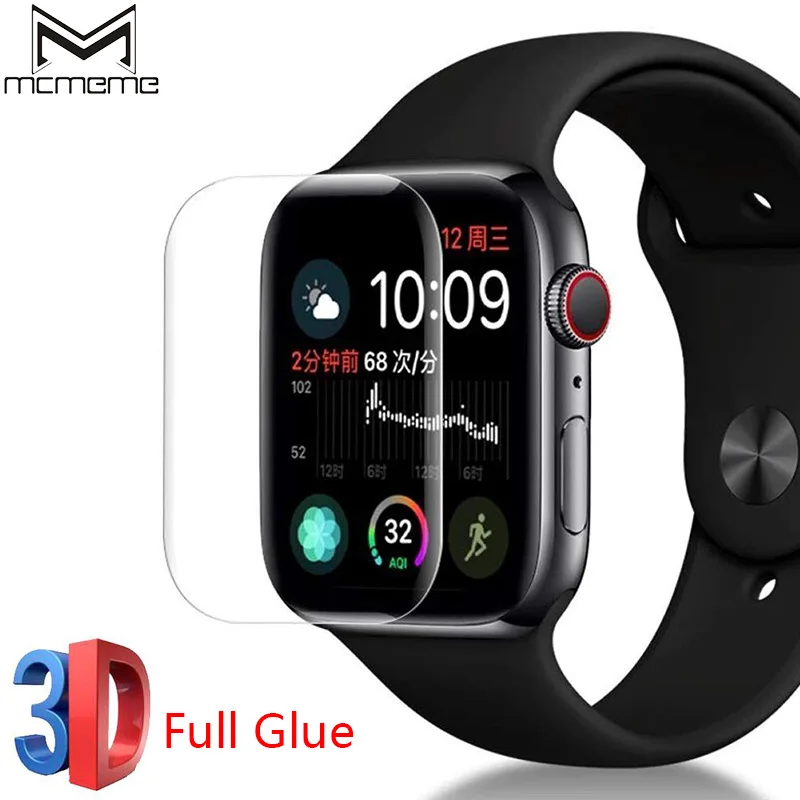 Полностью клеевое закаленное стекло для Apple Watch Serise 4 44 мм 40 HD прозрачное 3D полное
