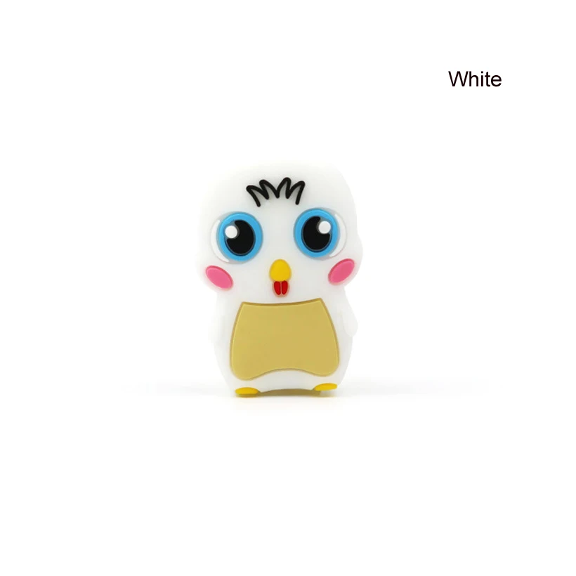 White chick 10pcs 10 шт коала силиконовые бусины Сова собака цыпленок утка детские жевательные игрушки для DIY соска цепь ребенок прорезыватель животное уход ожерелье бусы - Цвет: White chick 10pcs
