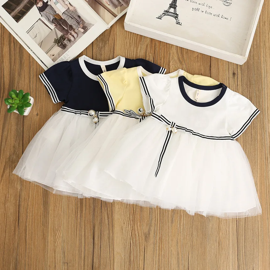 Летние Обувь для девочек платье-пачка милые дети лук Повседневное Платья женщин