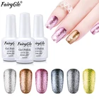 Гель-лак для ногтей FairyGlo, 15 мл, блестящий, Платиновый, УФ-лампа, светодиодная лампа, долговечный Гель-лак, гибридная краска, лаковый клей на удачу