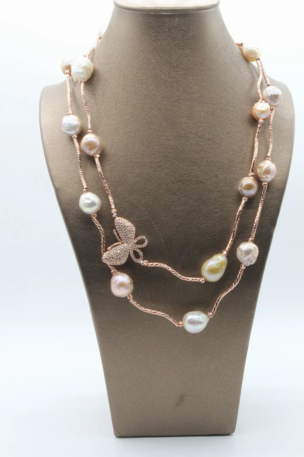

freshwater pearl baroque reborn keshi 9-13mm necklace 32inch wholesale beads nature FPPJ butterfly