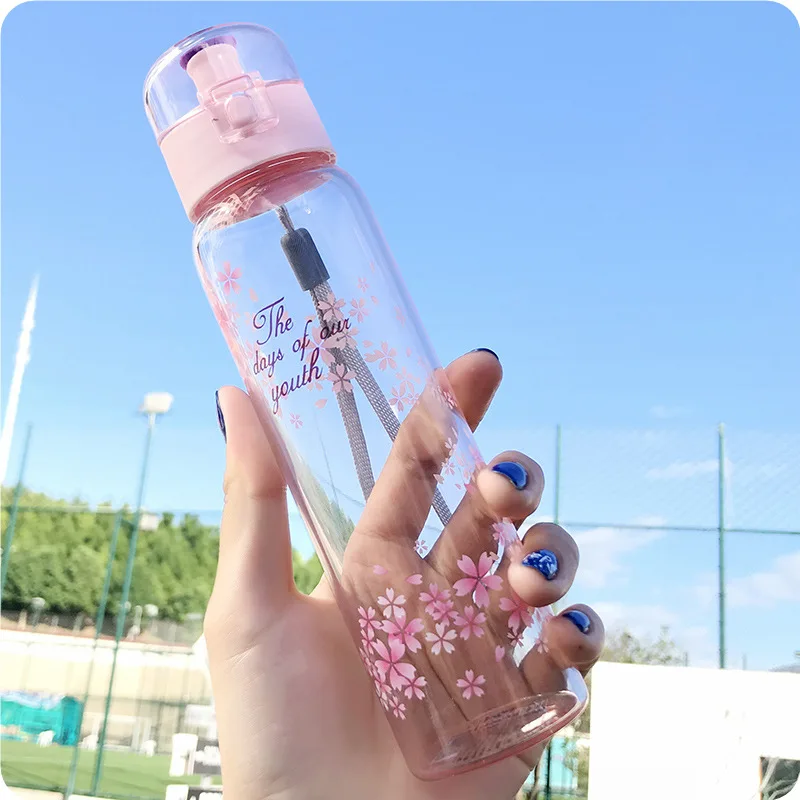 Pink 250 мл модная Милая вишневая бутылка для воды из тонкого стекла для девушек и женщин, чашка для путешествий, фруктовый стакан для лимонного сока, чайник для молока - Цвет: Pink