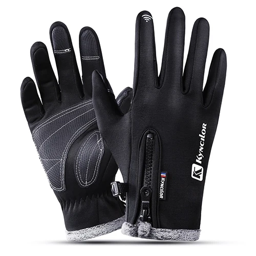 Black Winter Gloves VICTGOAL перчатки для велоспорта зимние полный палец мужские и женские водонепроницаемые термальные сенсорный экран велосипедные перчатки MTB наружные перчатки для лыжного спорта - Цвет: Black Winter Gloves