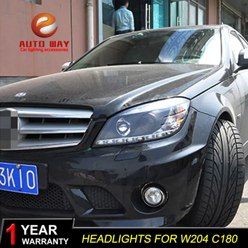 Автомобильный стайлинг фары чехол для Mercedes-Benz W204 C180 C200 C260 фары DRL Объектив Двойной Луч Биксенон HID
