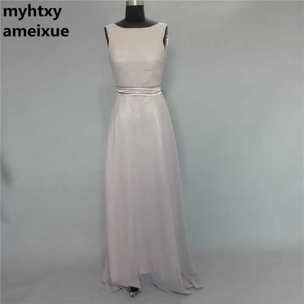 

2021 New Arrival A-line Sleeveless Scoop Floor-length Chiffon Tank Natural Adult Simple Cheap Bridesmaid Dresses Long Party