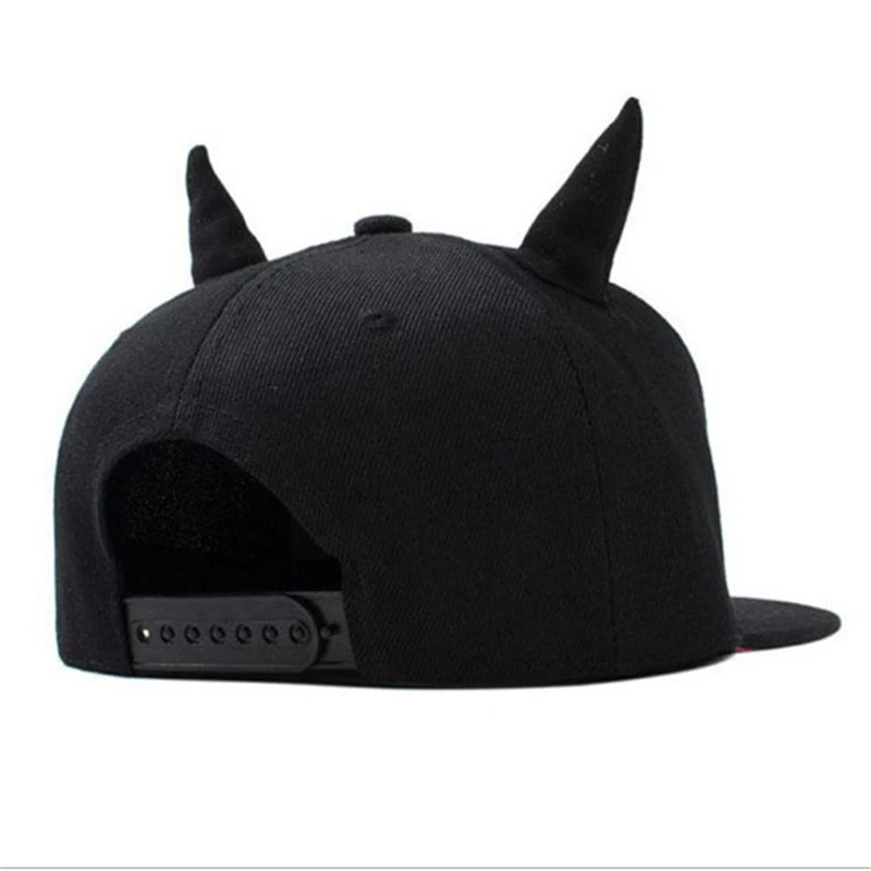 Novelty Black Cotton Punk Horn Baseball Cap Hip-hop Hat Snapback Baseball Caps With Horns for Men Women images - 6