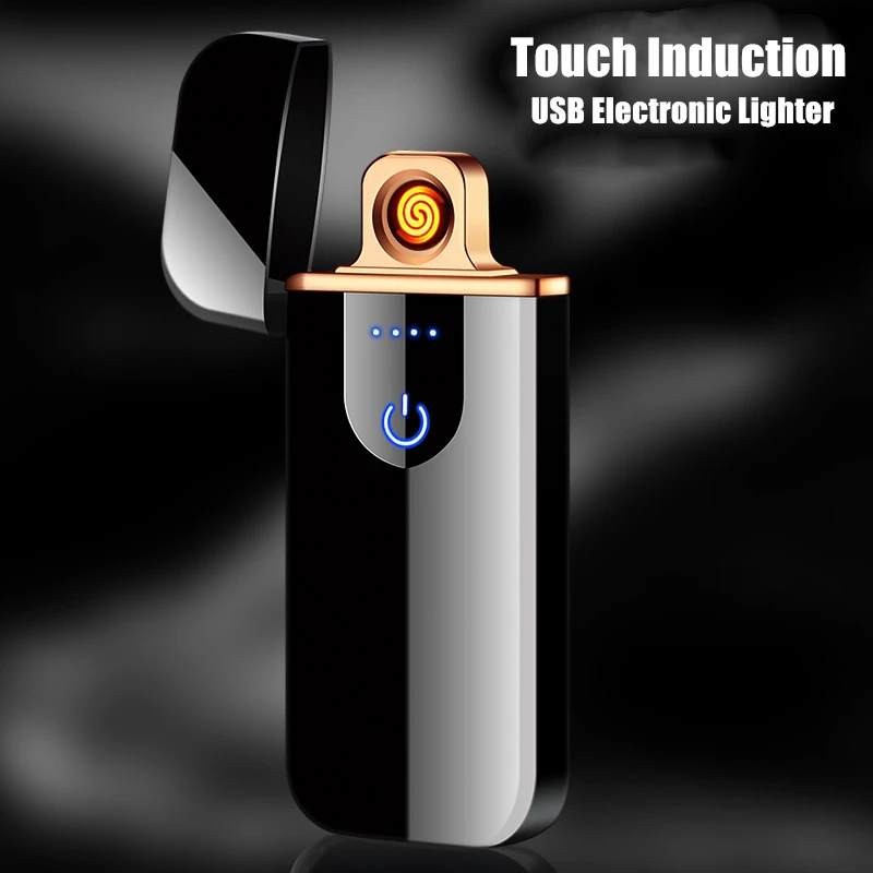 Ультратонкая USB Зажигалка для сигарет перезаряжаемая ветрозащитная