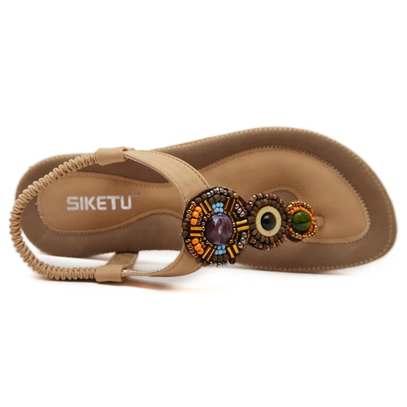 Женские сандалии в богемном стиле на плоской подошве винтажном этническом