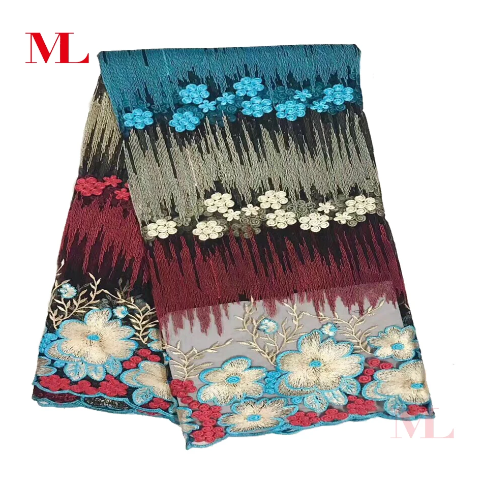 ML African Lace Fabric 5yards High Quality 3D Nigeria Embroidered Net Tulle French for Wedding Party Dress mjd920 | Дом и сад