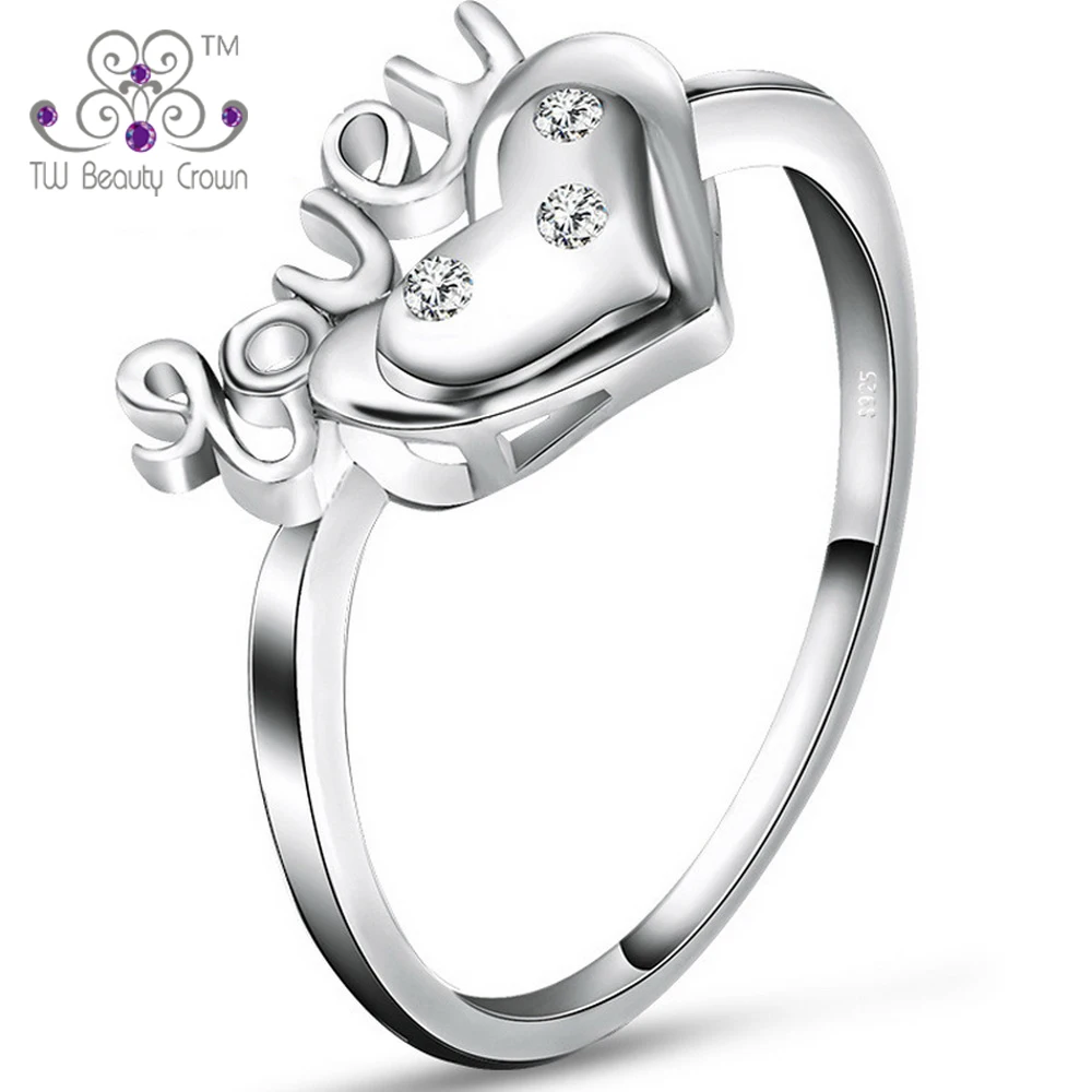 1 Pc Real 925 Sterling Silver White Cubic Zirconia CZ Love Heart Wedding Party Ring for Women Female Fashion Jewelry Nickle Free | Украшения
