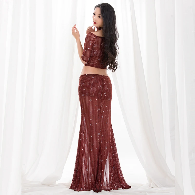 Летний дизайн сексуальный сетчатый костюм для танца живота 2 предмета элегантная