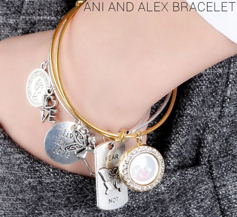5PCS Mixed Color Full Rhinestone Round Floating Charms Alloy Locket Bracelets Bangles | Украшения и аксессуары