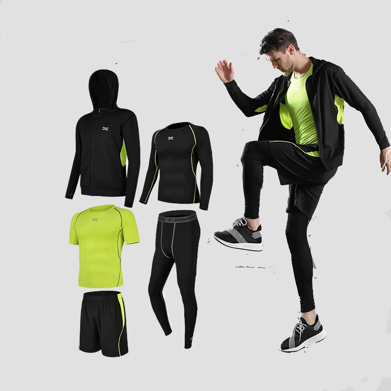 Новый спортивный костюм Для мужчин кроссовки комплекты 5 шт./компл. сжатия
