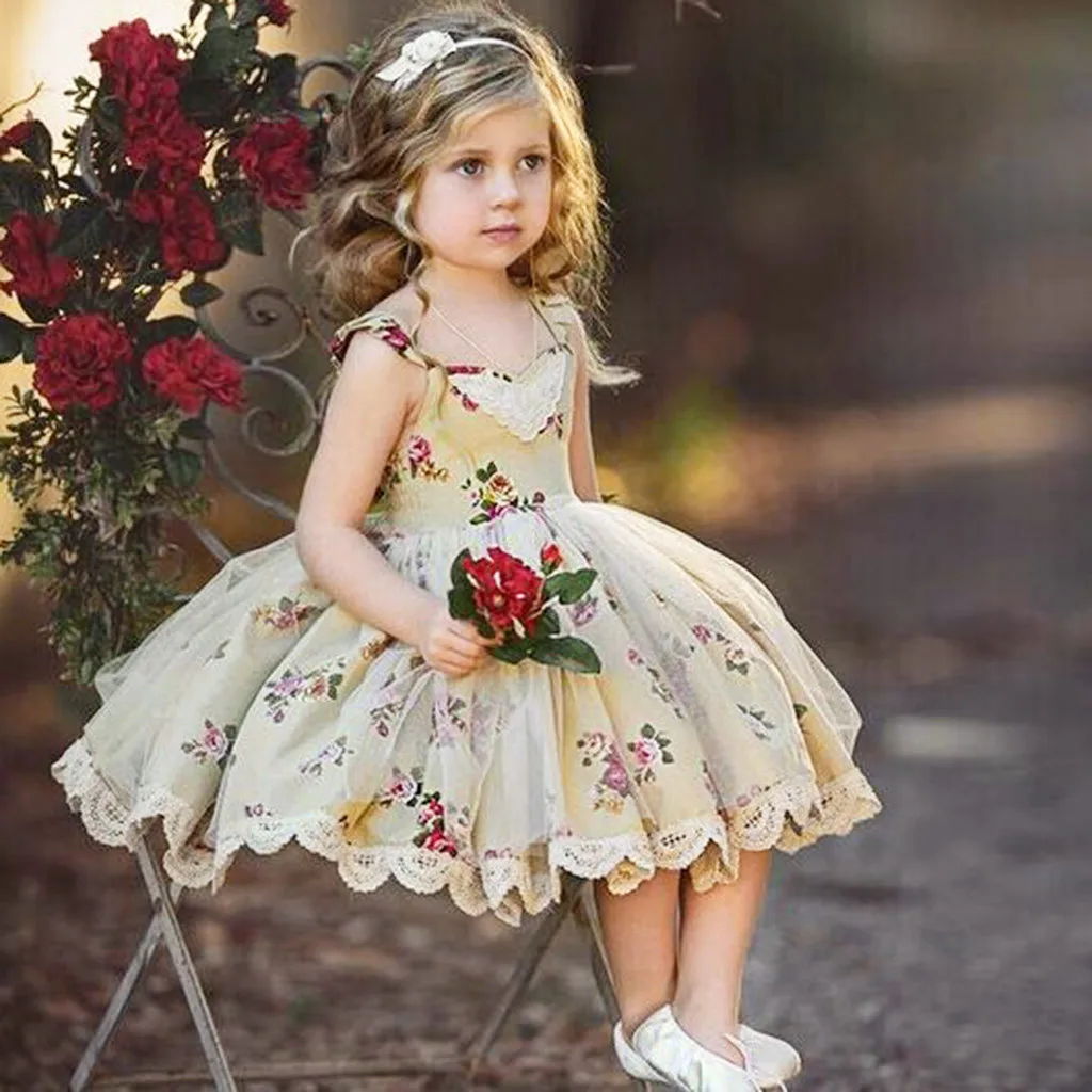 MUQGEW kids dresses for girls wedding party Toddler Kids Girl Dress Flower Lace Tulle Princess Party Pageant Dresses vestidos#y2 | Детская