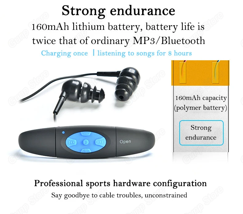 Лето Водонепроницаемый Спортивный MP3 W7 музыкальный плеер подводный IP68 шейный плавательный дайвинг с fm-радио наушники водонепроницаемый mp3